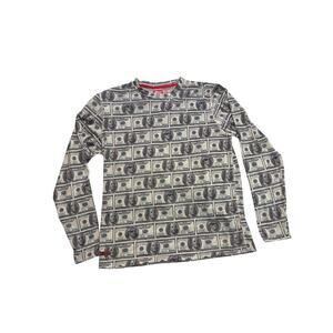 Blizzard Skinz Money Print Long Sleeve Shirt Large $100 Bill All Over Graphic